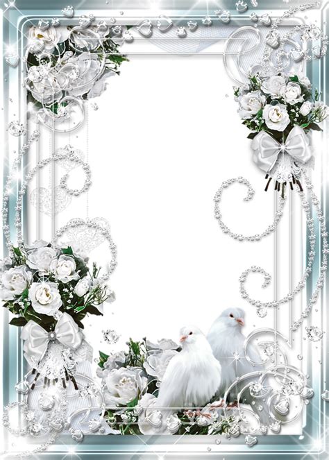 Beautiful Delicate Wedding Transparent Photo Frame With White Roses And