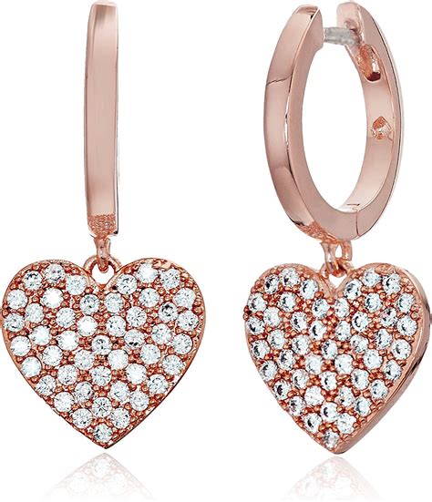 Amazon Com Kate Spade New York Pave Heart Rose Gold Drop Earrings Jewelry