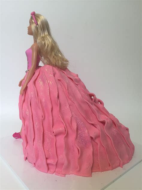 Barbies Pink Dress Walking Barbie Cake By Vanilla Rose Cakery Barbie Pink Dress Barbie Cake