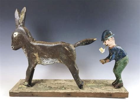 Sold Price Antique Carved Wood Folk Art Man And Donkey September 6