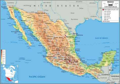 Mexico Physical Wall Map By Graphiogre Mapsales
