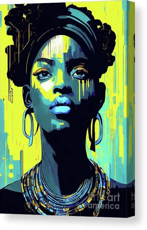 Cyper Afro Woman Canvas Print Canvas Art By Ali Harou African Art Paintings Canvas Prints