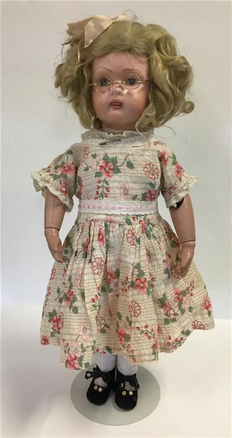 Lot Schoenhut Miss Dolly Original Nailed On Mohair Wig Molded And Painted Facial Features