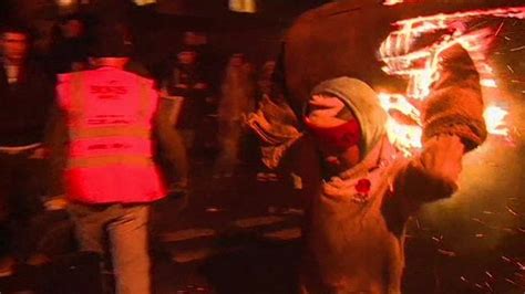 Thousands Turn Out To Watch Blazing Barrels Carried Through Streets Bbc News