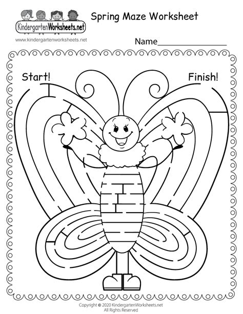 Free Printable Spring Maze Worksheet For Kindergarten