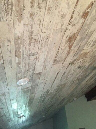 Bedroom Ceiling With White Washed Barn Wood Planking Wood Plank