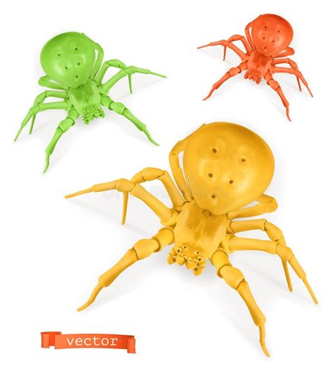 Halloween Red Yellow And Green Spiders Thomisidae 3d Realistic