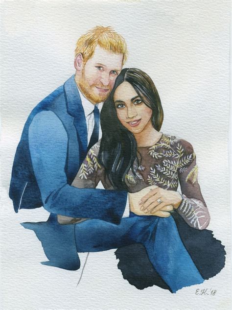 Prince Harry And Meghan Markle Original Watercolor Portrait Etsy