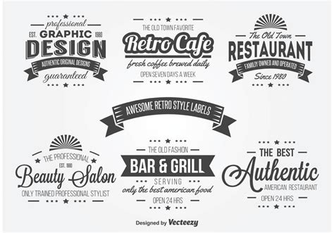 Retro Typography Label Vectors Download Free Vector Art Stock