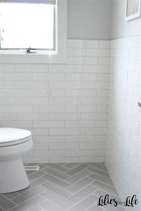 White Subway Tile Bathroom Walls With Light Gray Grout Subway Tile