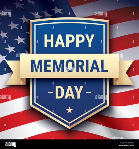 Happy Memorial Day Postcard Vector Design With Text On A Shield On A