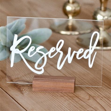 Acrylic Wedding Reserved Signs Reserved Table Sign Wedding Etsy