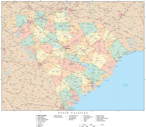 South Carolina State Map In Adobe Illustrator Vector Format Detailed
