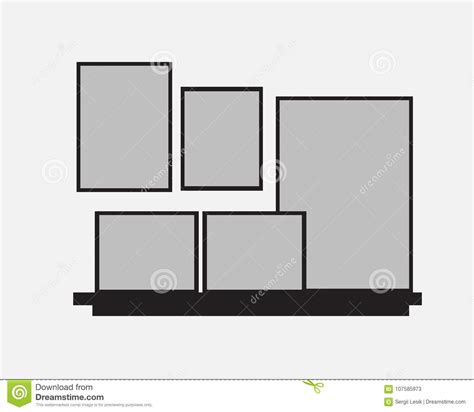 Blank Photo Frame Set On The Wall. Design For Modern Interior Vector ...