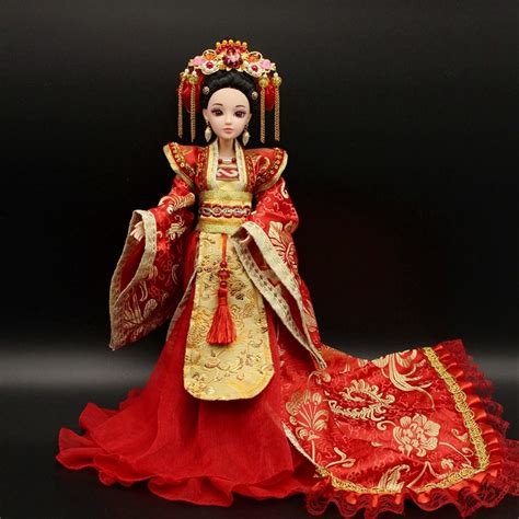 33cm Handmade Chinese Ancient Red Wedding Dress Doll 12 Jointed Doll Bjd 1 6 Princess Doll Girls
