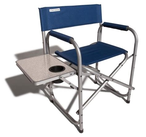 Strathwood Folding Chair With Attached Table Seaport Blue With Silver