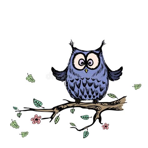 Branch Cute Owl Sitting Stock Illustrations 1703 Branch Cute Owl
