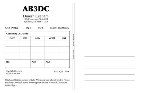 New Qsl Cards Design Ab3dcs Ham Radio Blog For Qsl Card Template Best Business Templates