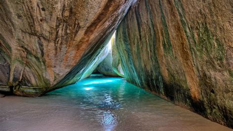 Download Turquoise Sea Cave Wallpaper