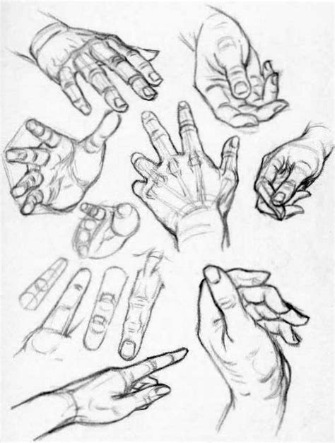 Several Hands Are Shown In This Drawing