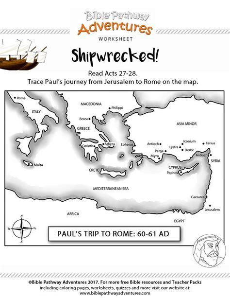 Start studying paul's second journey. Shipwrecked! Paul's journey to Rome worksheet | Bible ...