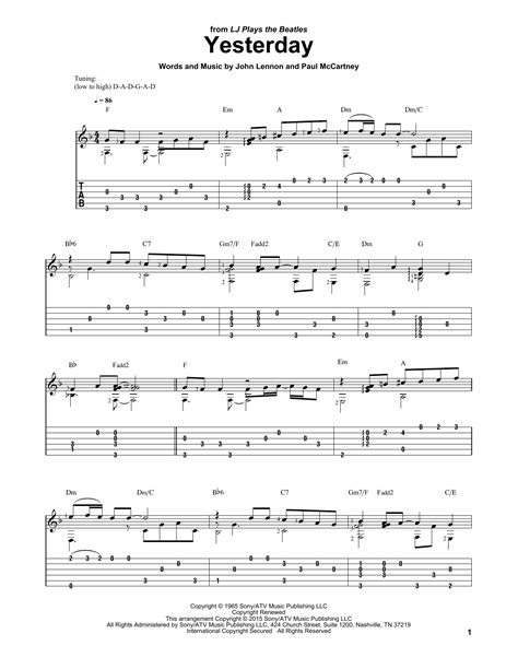 The Beatles Yesterday Sheet Music Pdf Notes Chords Pop Score
