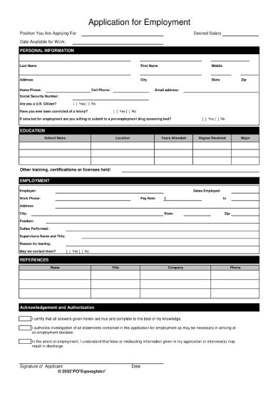 Free 10 New Job Application Forms In Pdf Ms Word Excel