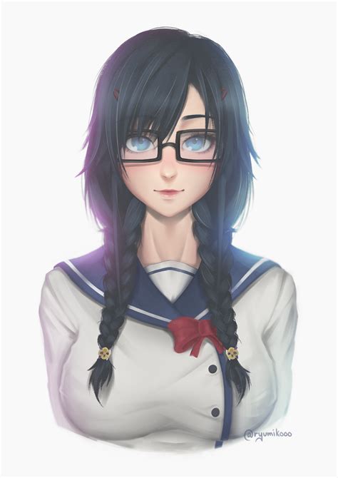 Anime Girl Black Hair Glasses Telegraph