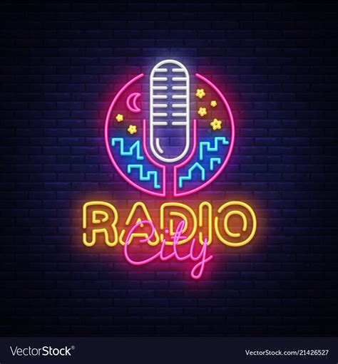 Radio Neon Logo City Neon Sign Royalty Free Vector Image