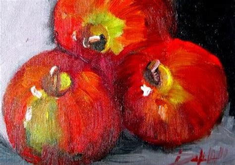 Daily Paintworks Three Apples 23 Original Fine Art For Sale