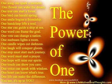 The Power Of One Inspirational Poems Thought For Today Motivational