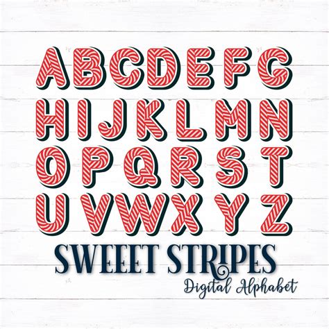 Printable Digital Alphabet Letters Striped Letters Candy Etsy