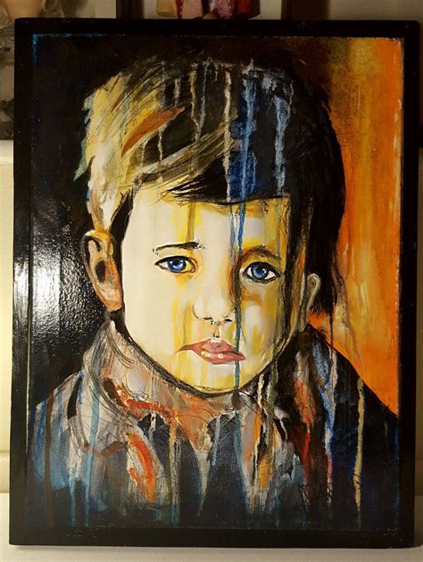 Hand Painted Crying Boy Painting Acrylic On Etsy Uk