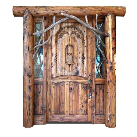 Rustic Log Cabin Door Custom Solid Wood Entrance Doors Cabin Doors