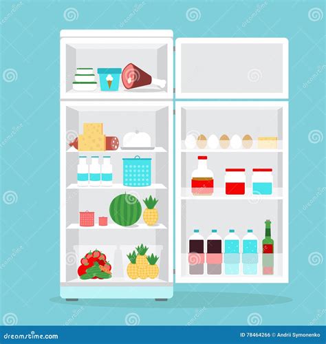 Refrigerator Opened With Foodfridge Open And Closed With Foods Stock