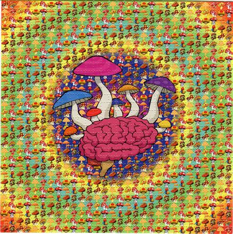 Your Brain On Shrooms Blotter Art Perforated Acid Art Paper