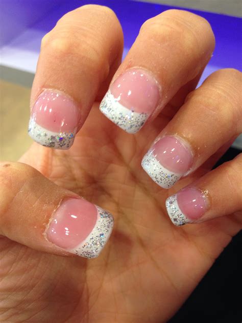Glitter French Tip Acrylic Nails French Tip Acrylic Nails Nails