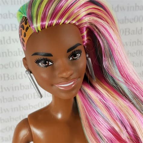 E32 NUDE Barbie Long Rainbow Leopard Hair Brown Eyes Alec Aa Doll