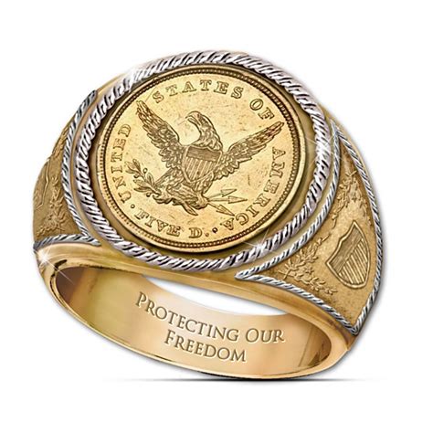 Durante Brasher Doubloon Coin Ring With 24k Gold Plating Rings For