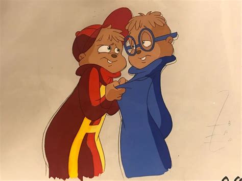 Original Alvin And The Chipmunks Animation Painted Cel With Artist Sketch