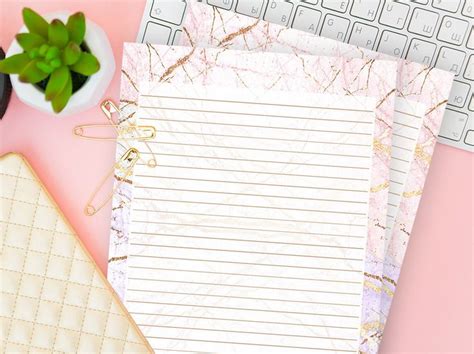 Pink Marble Writing Paper Breezy Colors Design Writing Paper