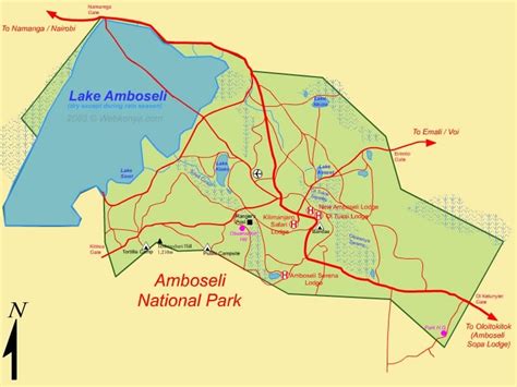 Map Of Amboseli National Park Kenya Safaris Tours