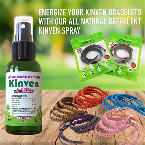 Original Kinven Mosquito Bug Repellent Faux Leather Bracelet Bands 4