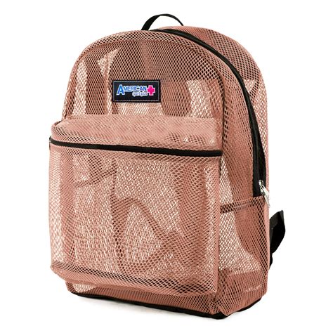 Mesh 17 School Security Travel Backpack Rose Gold