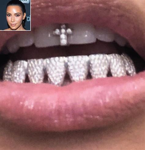 Kim Kardashian Shows Off New Diamond Cross Grill Her Most Flashy Since