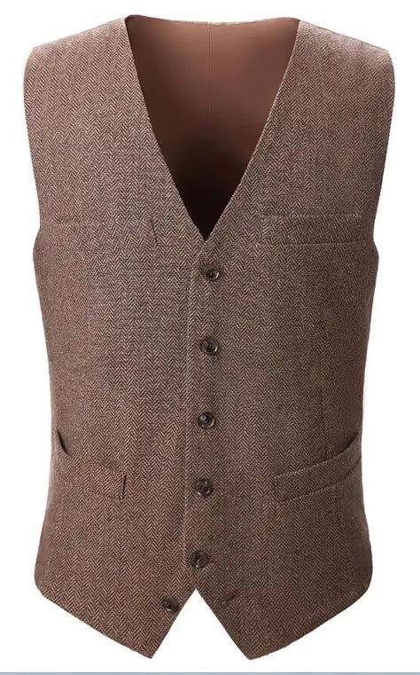 Buy Black Wool Herringbone Tweed Vests Slim Mens Suit
