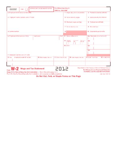 Irs W 2 2012 Fill And Sign Printable Template Online Us Legal Forms