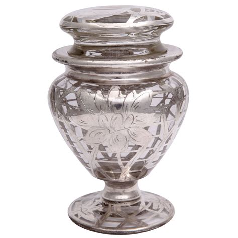 Floral Silver Overlay Lidded Glass Vase At 1stdibs