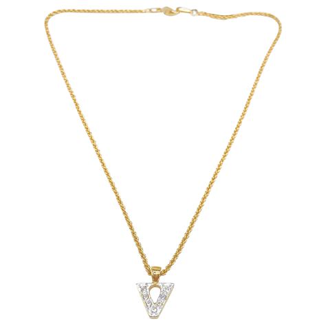 Vintage Valentino Gold Plated Pendant Necklace S At Stdibs Valentino Necklace V Vintage