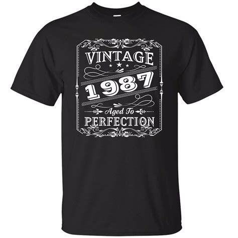 Unique T Shirts Short Vintage Aged To Perfection 1987 Shirts 1987 Awesome Birthday 1987 Shirt